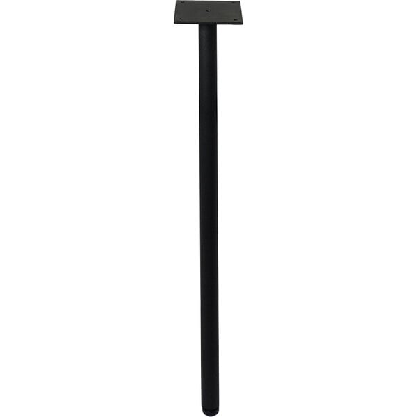 A black rectangular pole with a black square object on top.