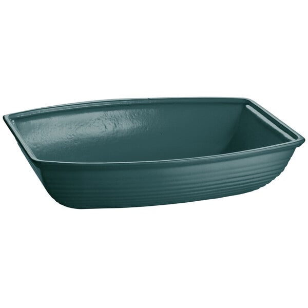 A Tablecraft hunter green rectangular salad bowl.