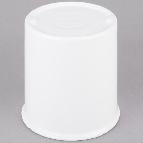 A white cylinder with a lid on it.