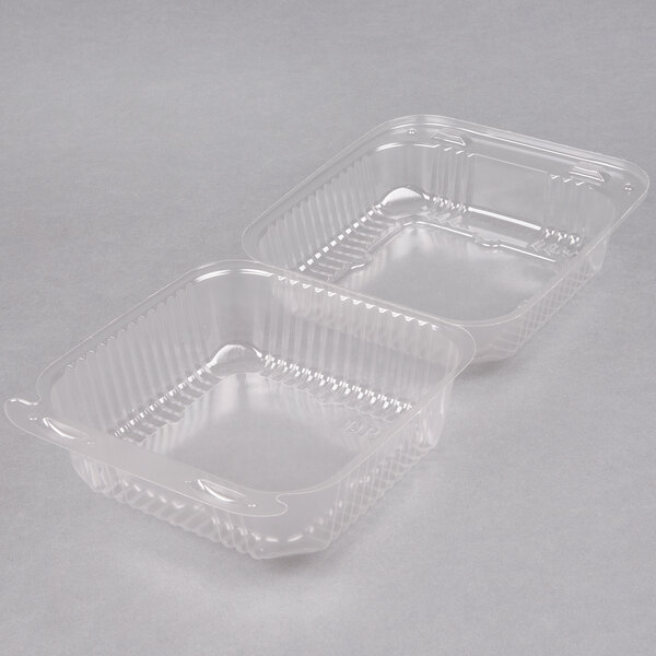 Durable Packaging PXT600 Duralock 6" x 6" x 3" Clear Hinged Lid