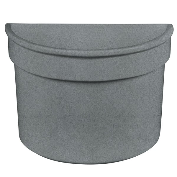 A grey round Tablecraft granite cast aluminum bowl with a curved top.