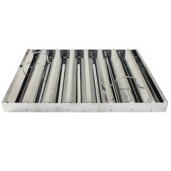 A silver metal tray with metal rods inside.