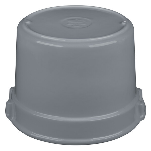 A gray cast aluminum Tablecraft bain marie bowl with a white background.