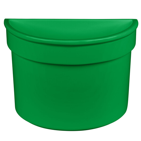A green cast aluminum bowl with a curved top.
