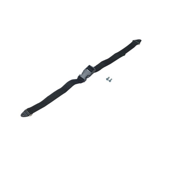 A black strap with metal buckles.