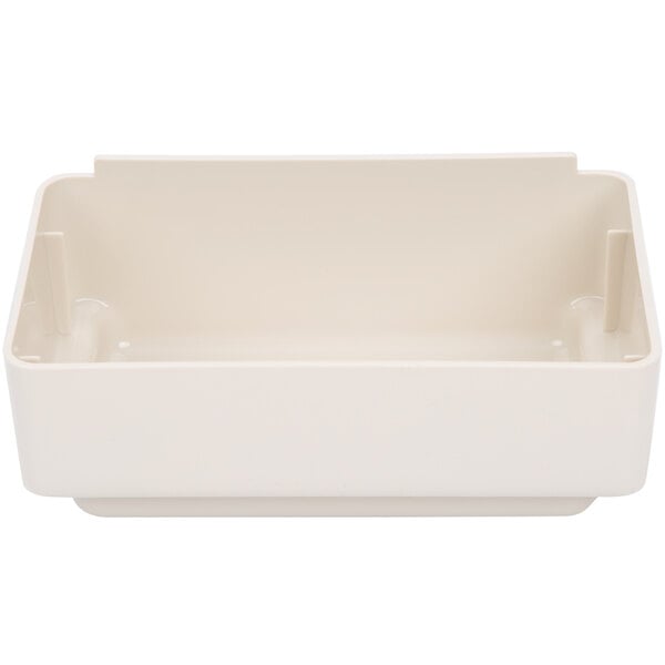 A white plastic rectangular container with two legs.