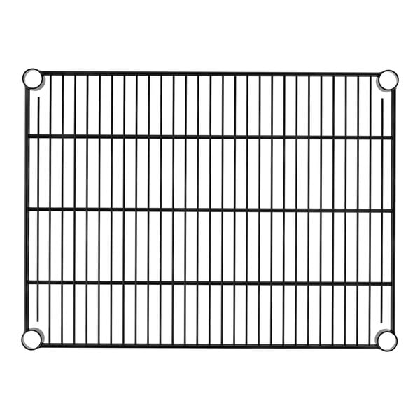 A black metal grid shelf by Regency.