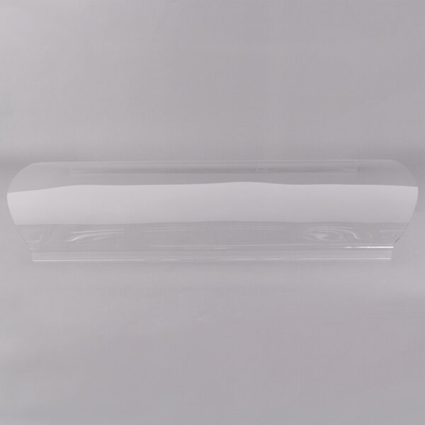 A clear plastic container with a curved top.