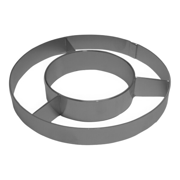 A metal circle with a hole in it and several sections.