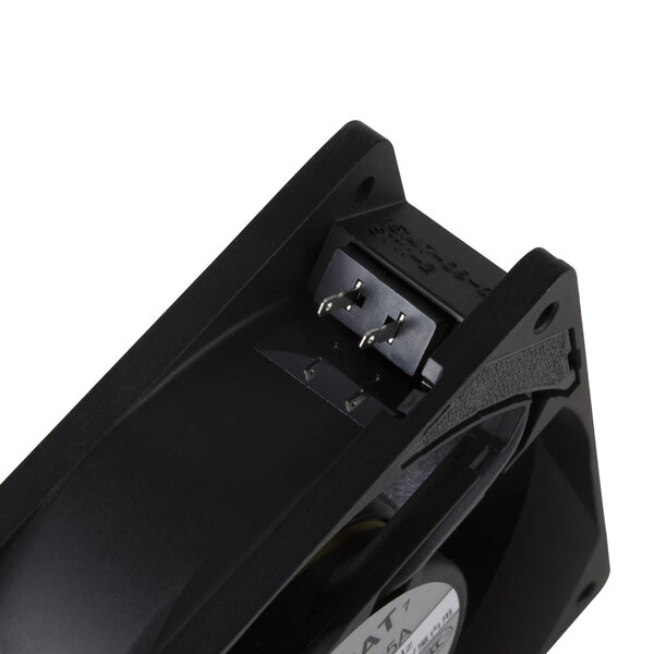 A black Avantco axial evaporator fan.