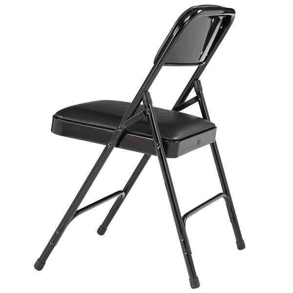 black padded metal folding chairs