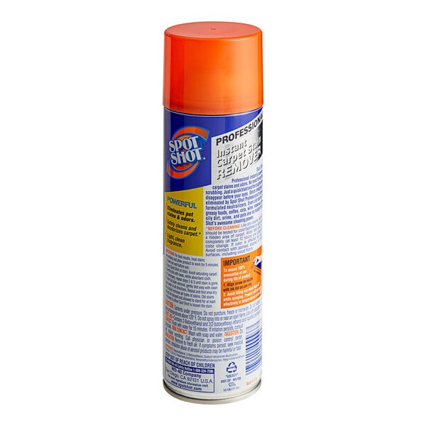 A close up of a Spot Shot carpet cleaner spray can.