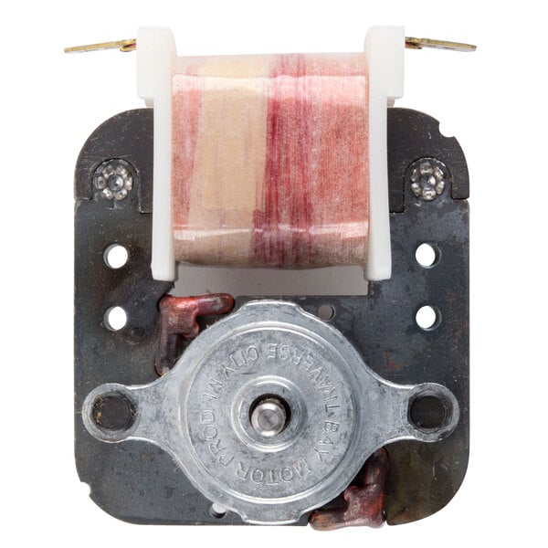 An Evaporator Fan Motor with a metal cover and wires.