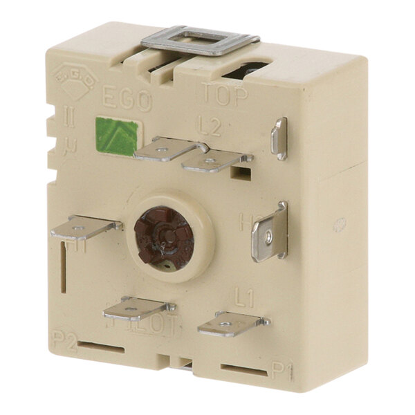 A white square EGO Infinite Heat switch with metal buttons.