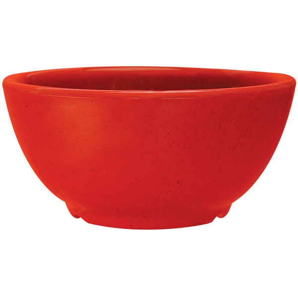 A close up of a red GET Red Sensation bowl with a speckled surface.