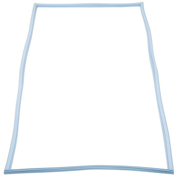 A rectangular blue plastic object with a white border.