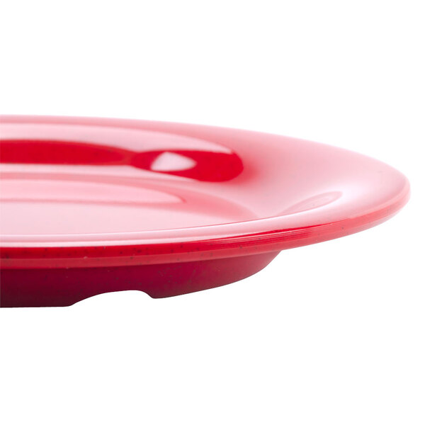 A close-up of a red GET Red Sensation wide rim plate.