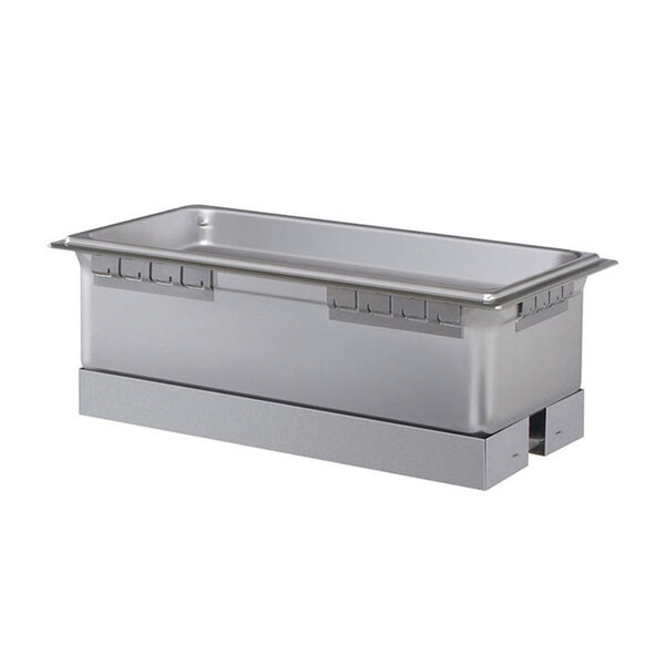 A Hatco drop-in hot food well with a metal container and a lid.