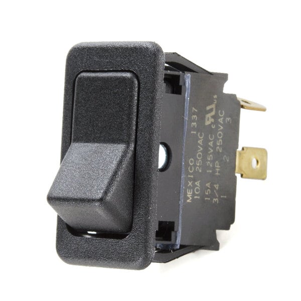 A close-up of a black Nemco switch