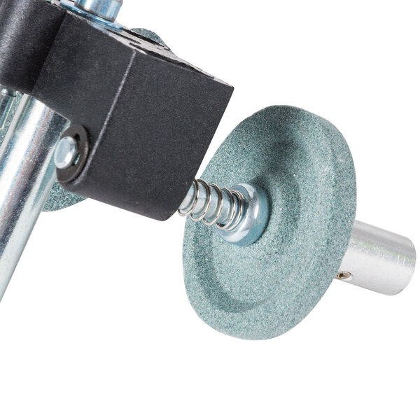 A metal and plastic screw with a screw in it, used for the Avantco SL309 meat slicer.