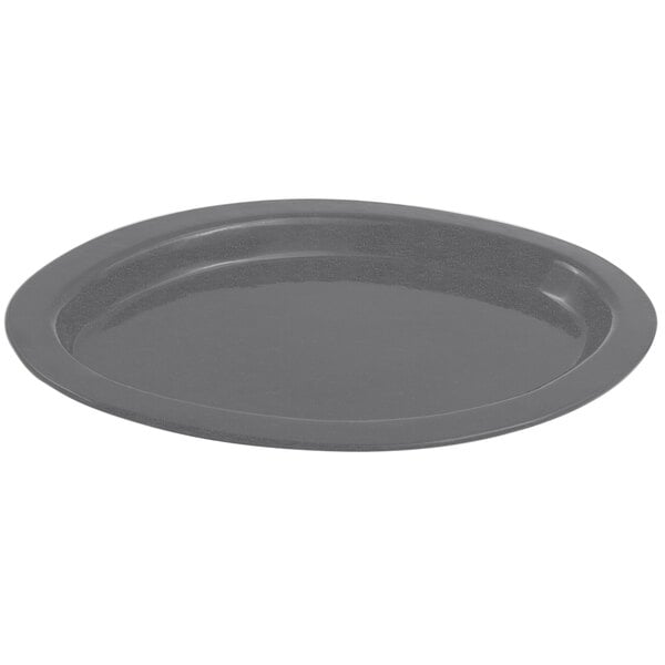 A smoke gray Bon Chef cast aluminum oval casserole dish.