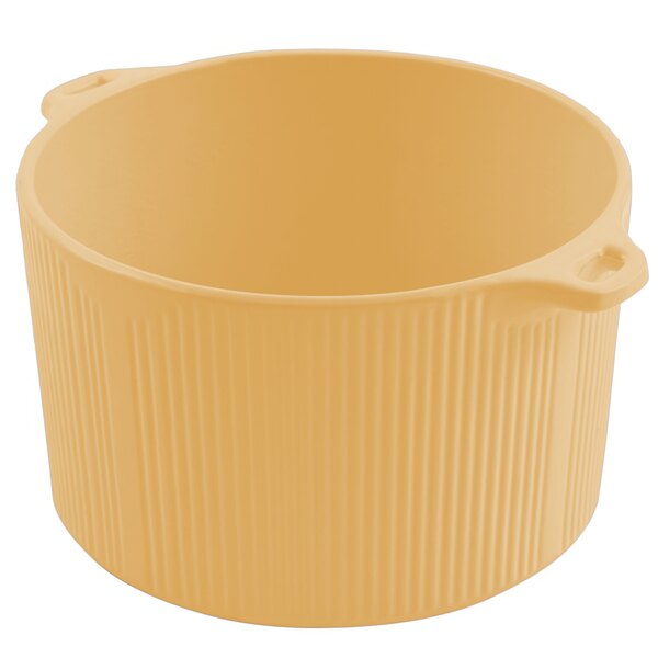 A Bon Chef ginger sandstone cast aluminum pot with handles.