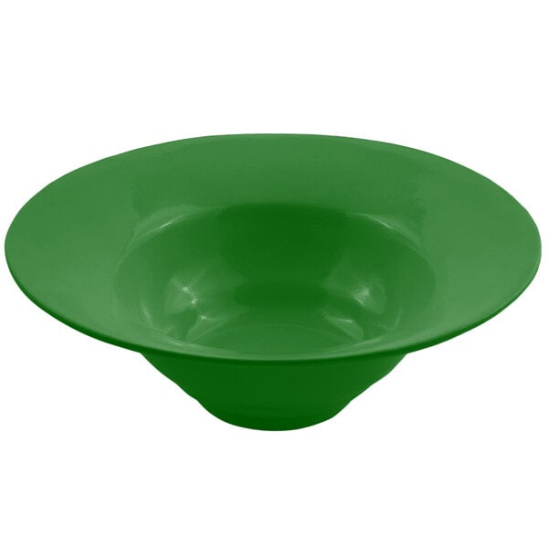 A green Bon Chef Calypso bowl with a white background.