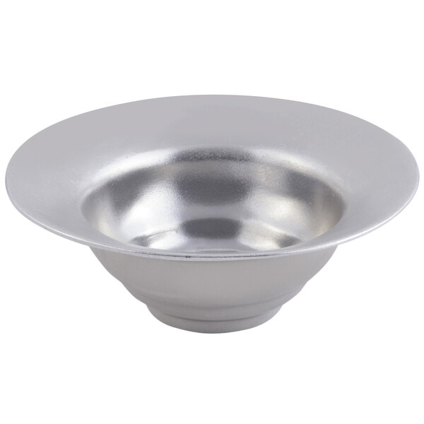 A silver Bon Chef wide rim bowl.