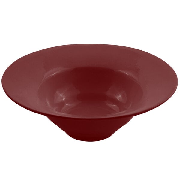 A Bon Chef Terra Cotta wide rim serving bowl with a sandstone finish.