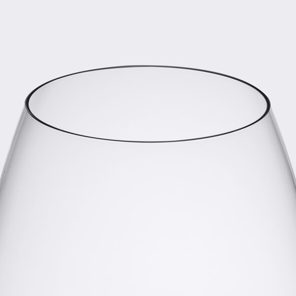 A close up of a Spiegelau Vino Grande Cognac glass with a thin rim.