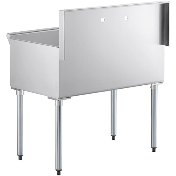 A Steelton stainless steel utility sink with legs.