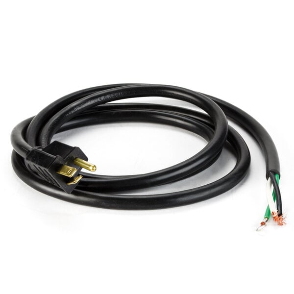 A black Nemco cord set with a plug and green and black wires.