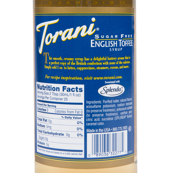 Torani 750 mL Sugar Free English Toffee Flavoring Syrup