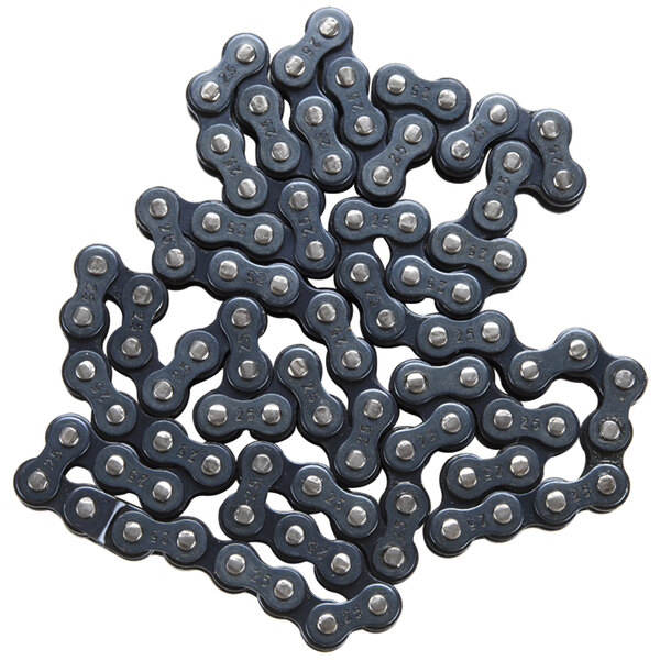 A pile of Nemco drive chain links with silver metal links.