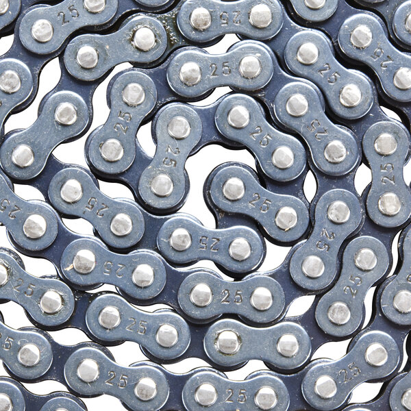 A close-up of a Nemco drive chain for a hot dog grill.