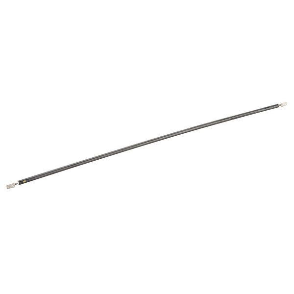 A long, thin metal rod with a black handle.