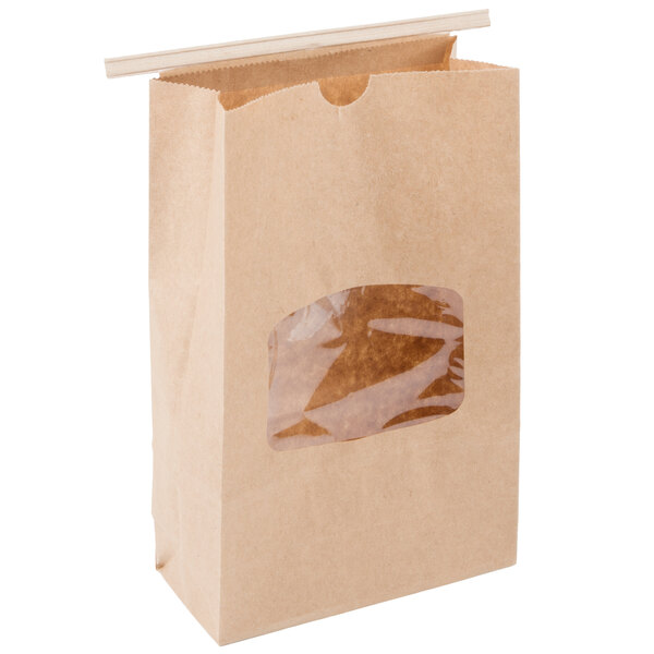 50 Packs of Kraft Paper Bag for Bread Sandwiches Eating Packing Windows Display 