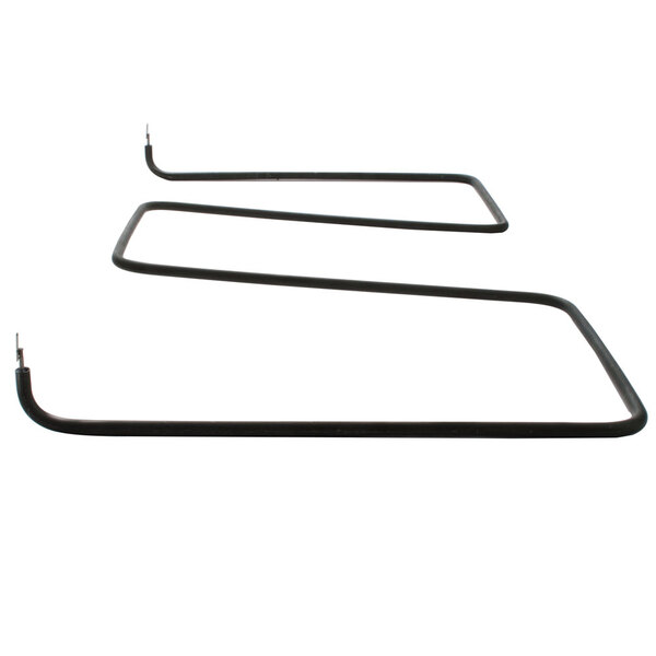 A black wire frame with two black metal rods on a white background.