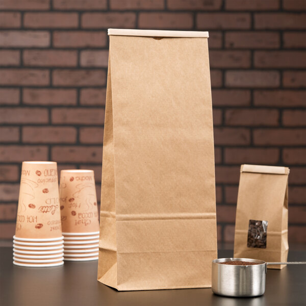 Download 5 lb. Brown Kraft Paper Coffee Bag with Reclosable Tin Tie - 25/Pack