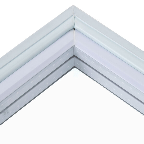 The white square frame of a left hinged Avantco refrigerator door.