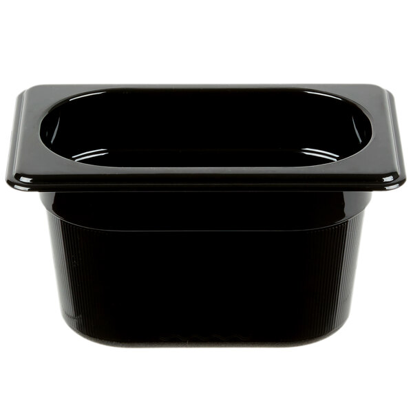 Rubbermaid FG201P00BLA 1/9 Size Black High Heat Plastic Food Pan 4" Deep