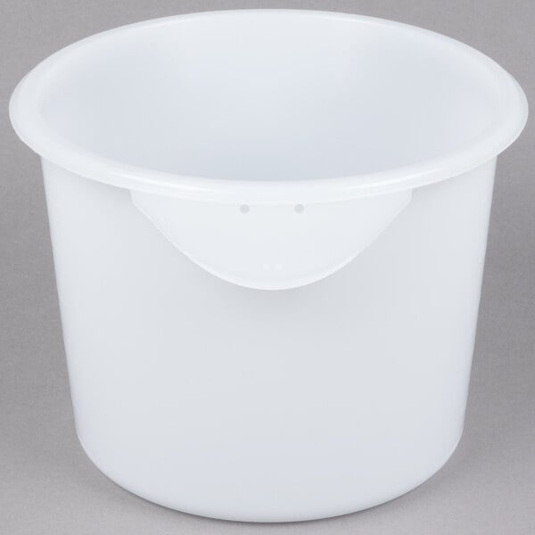 A white plastic container with a handle.