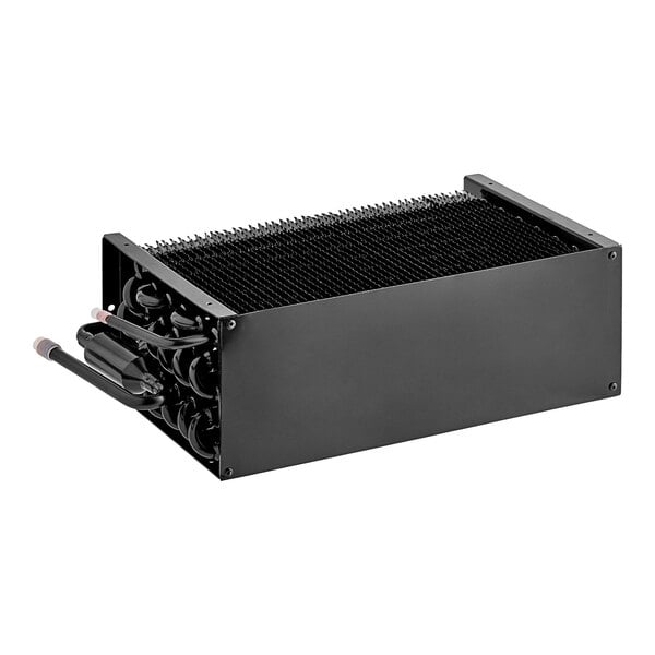 A black rectangular Avantco evaporator coil with black wires.