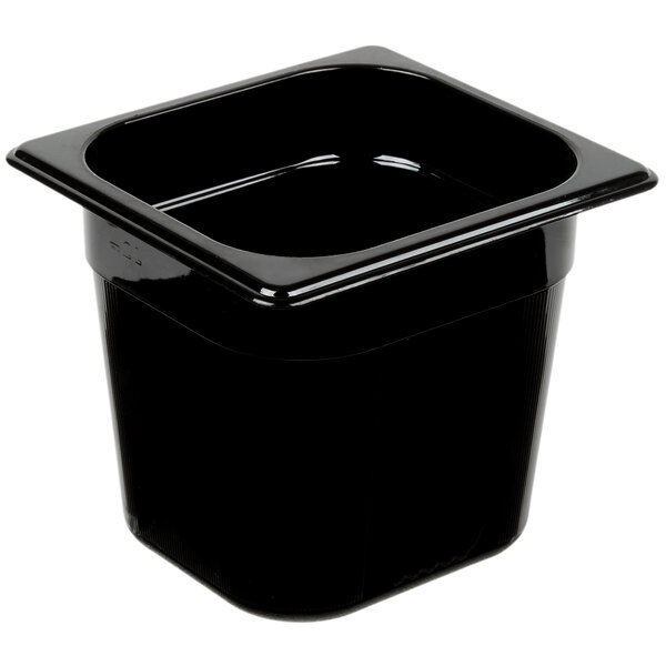 Rubbermaid FG206P00BLA 1/6 Size Black High Heat Plastic Food Pan 6" Deep