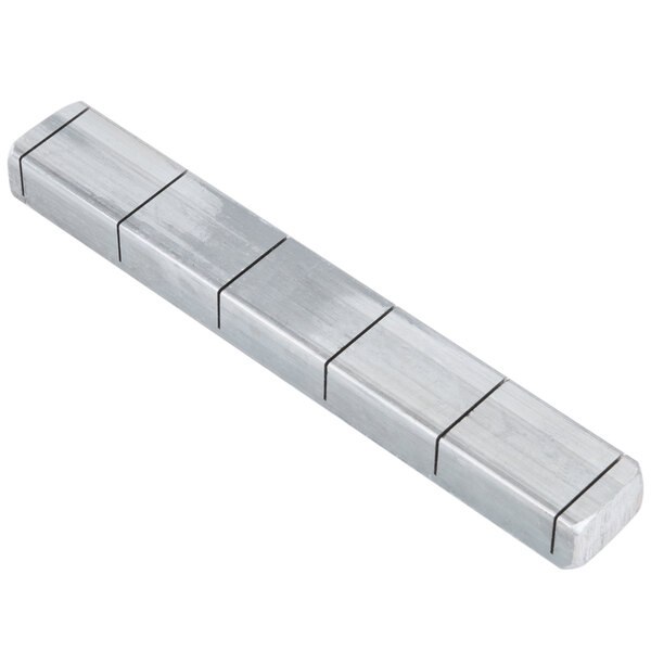 A long rectangular silver metal bar with four sections.