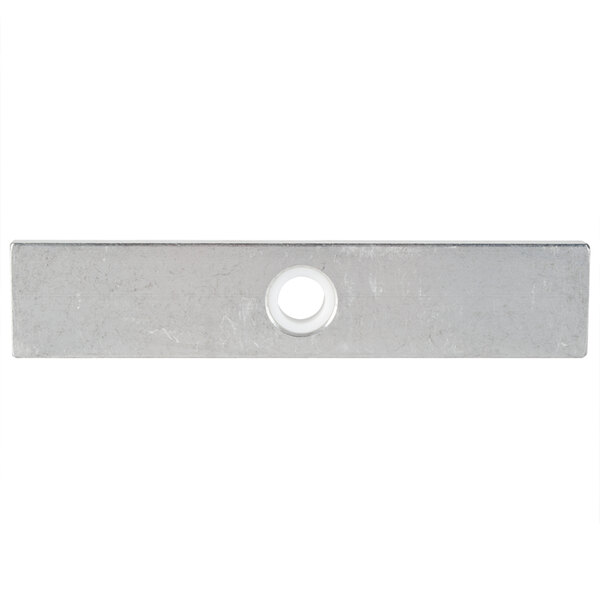 A metal bar with a white circle on the end.