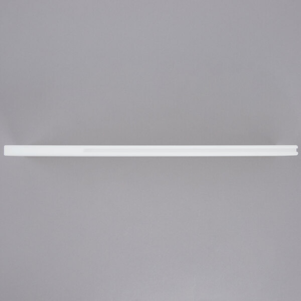 A white object on a gray background.