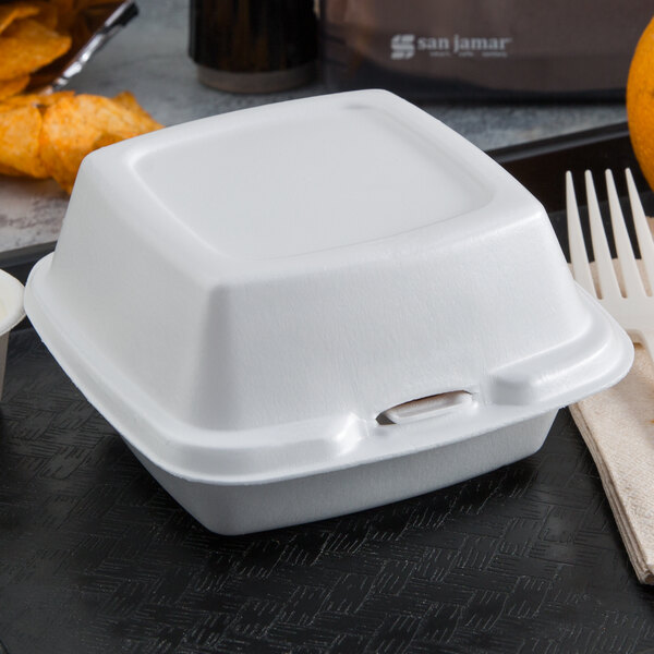 5" Sandwich Container White Foam Hinged Lid Food Tray Dart Take Out Party 50 