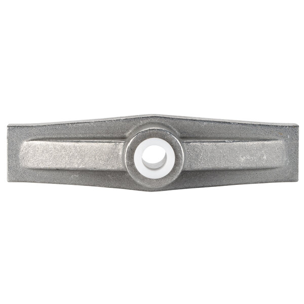 A white metal bracket for a Nemco Tuna Press top beam.