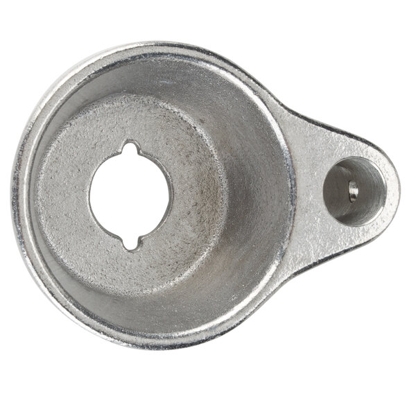 A silver metal Nemco support with a hole.